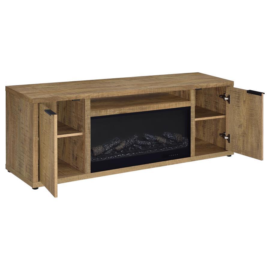 Fuller - 60" 2 - Door TV Stand Fireplace Media Console - Mango Fireplace TV Stands by Coaster Fine Furniture - Walls Furniture & Mattress