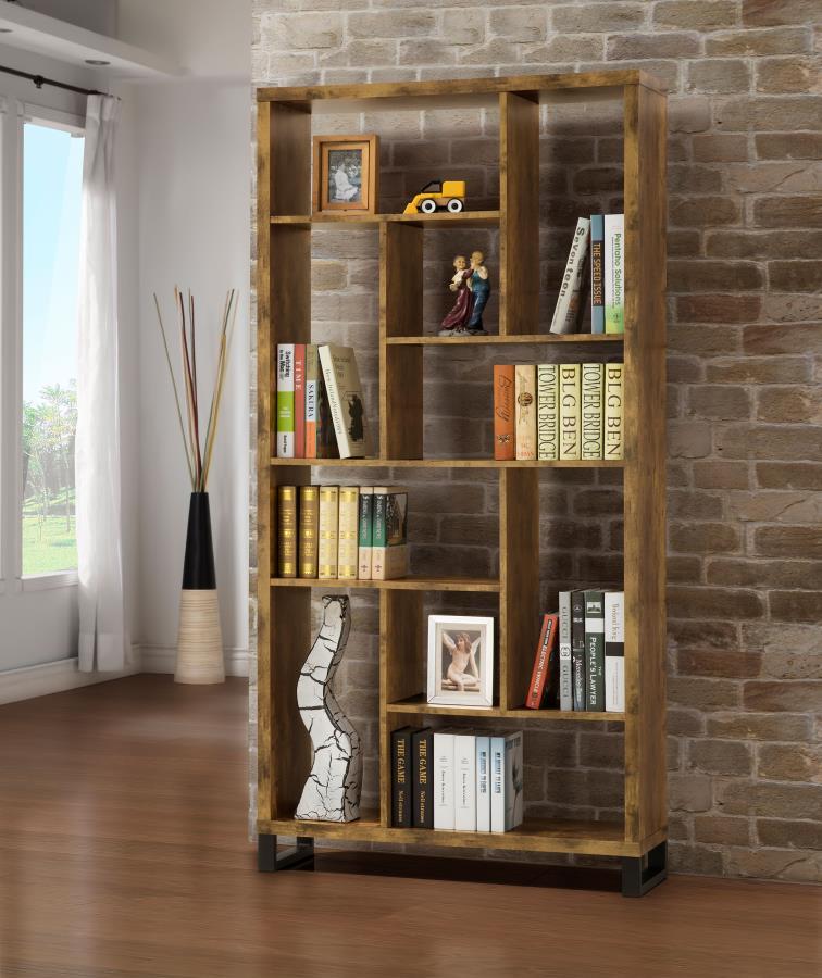 Delwin - 6 - Shelf Bookshelf - Rustic Nutmeg Standard Bookcases by CoasterEveryday - Walls Furniture & Mattress
