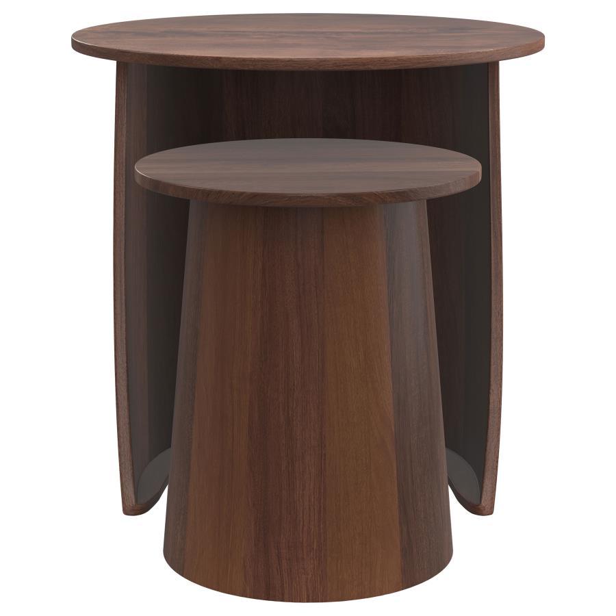 Yency - 2 Piece Round - Mango Wood Nesting Table Set - Dark Brown Nesting Tables by Coaster Fine Furniture - Walls Furniture & Mattress