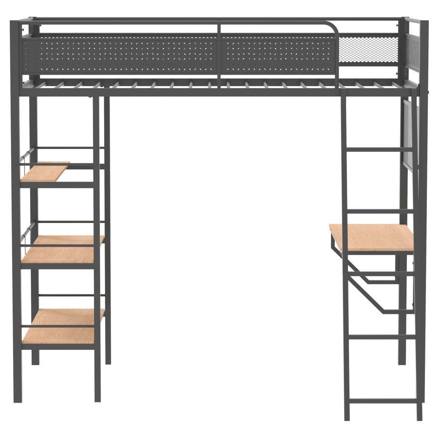 Campus - 3 - Shelf Metal Twin Workstation Loft Bed Loft Beds by Coaster Fine Furniture - Walls Furniture & Mattress