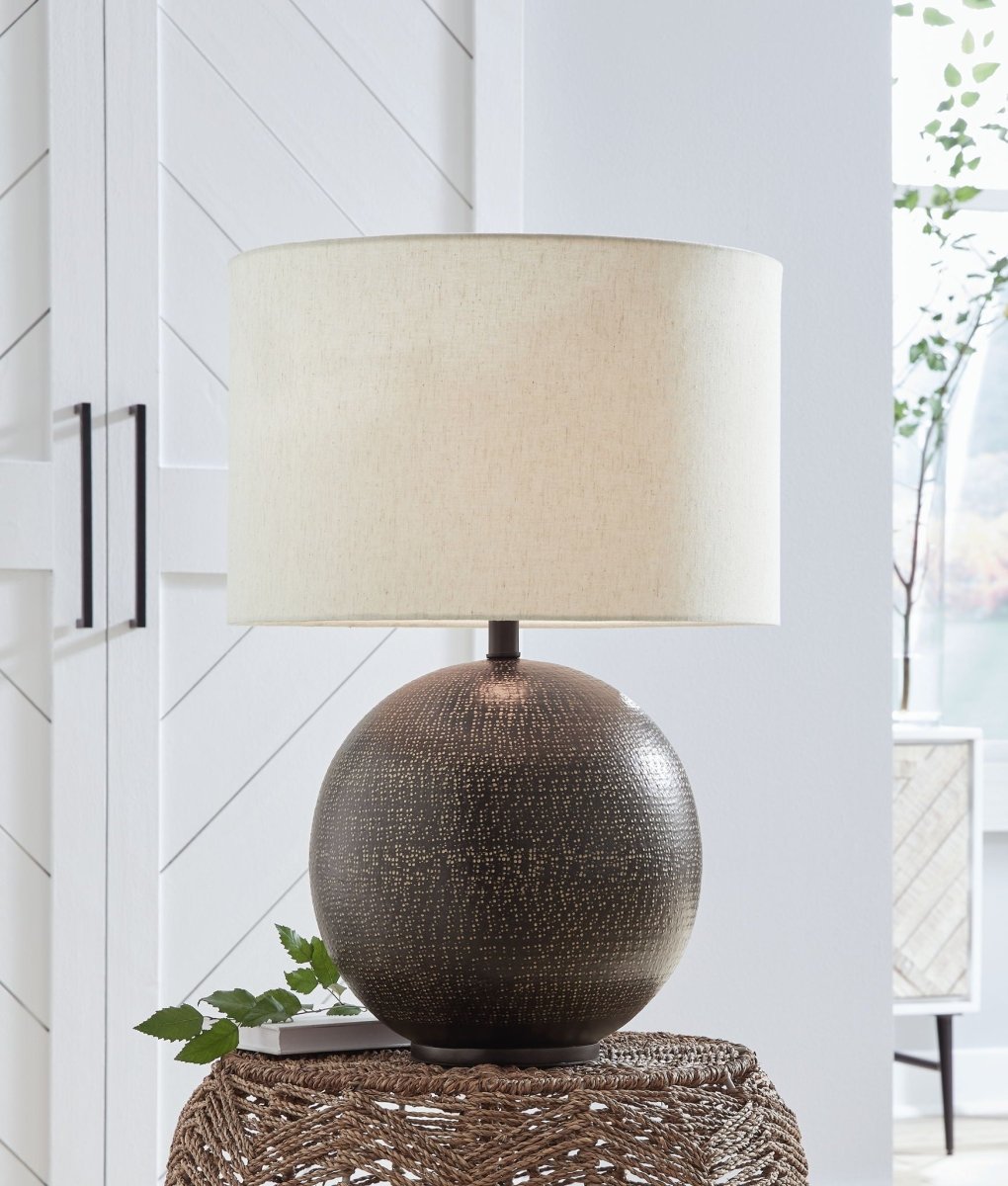 Hambell - Metal Table Lamp - Black / Gold Finish Table Lamps by Ashley Furniture - Walls Furniture & Mattress