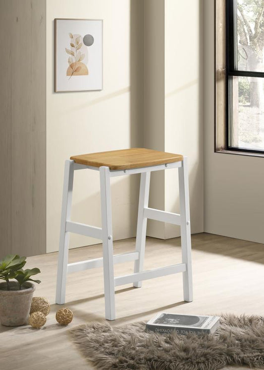 Edgeworth - Wood Backless Counter Stool (Set of 2) - White Stool Sets by Coaster Fine Furniture - Walls Furniture & Mattress