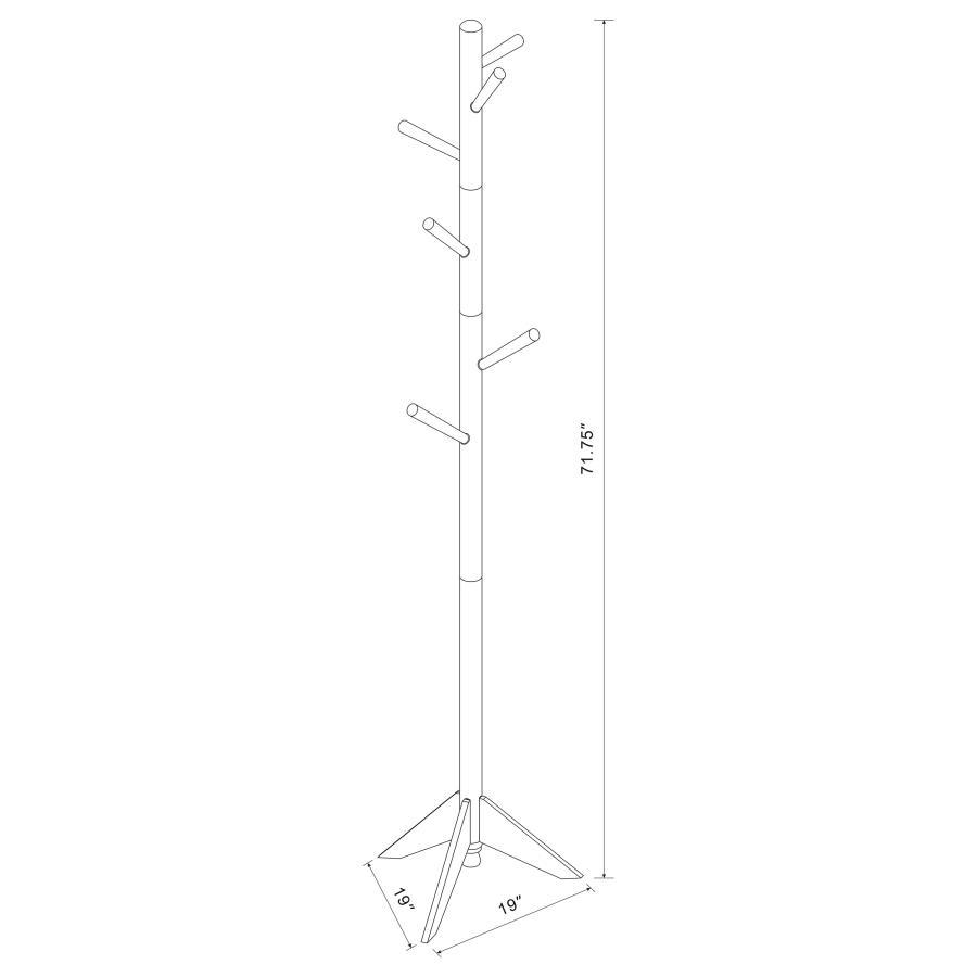 Devlin - 6 Hook Freestanding Wood Coat Rack Hat Hanger Freestanding Coat Racks by CoasterEveryday - Walls Furniture & Mattress