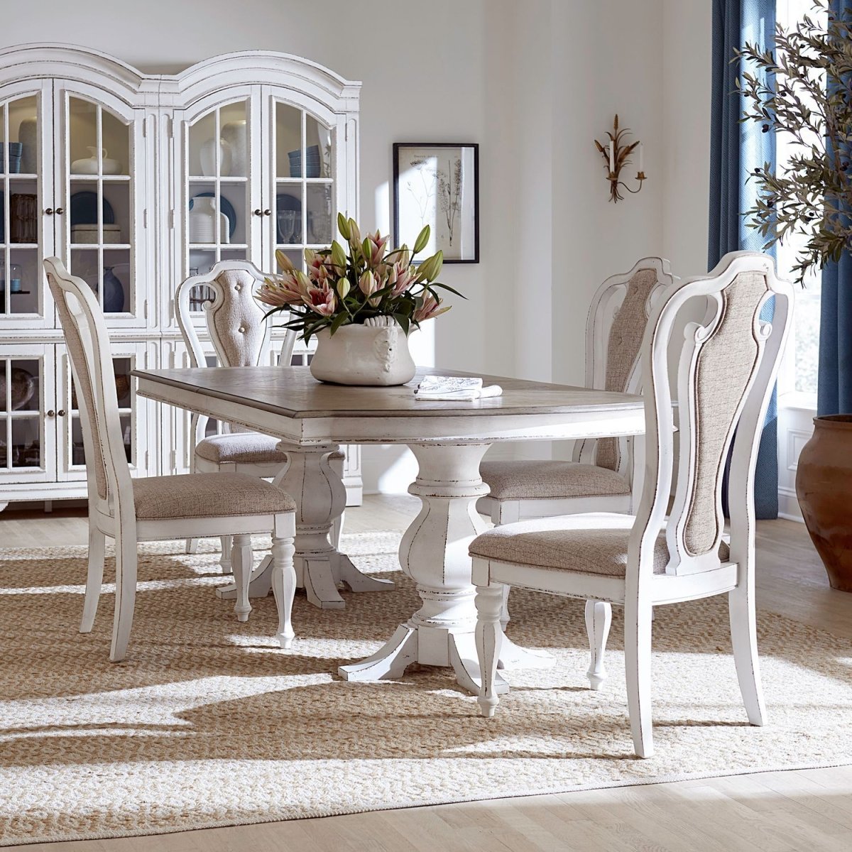 Magnolia Manor - Double Pedestal Table Set 5 Piece Dining Room Sets by Liberty Furniture - Walls Furniture & Mattress