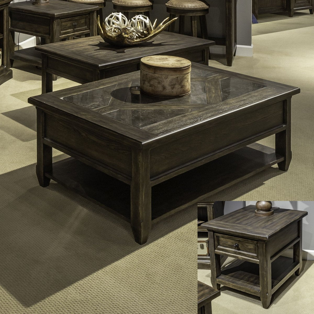 Paradise Valley - 3 Piece Table Set - Dark Brown Table Sets by Liberty Furniture - Walls Furniture & Mattress