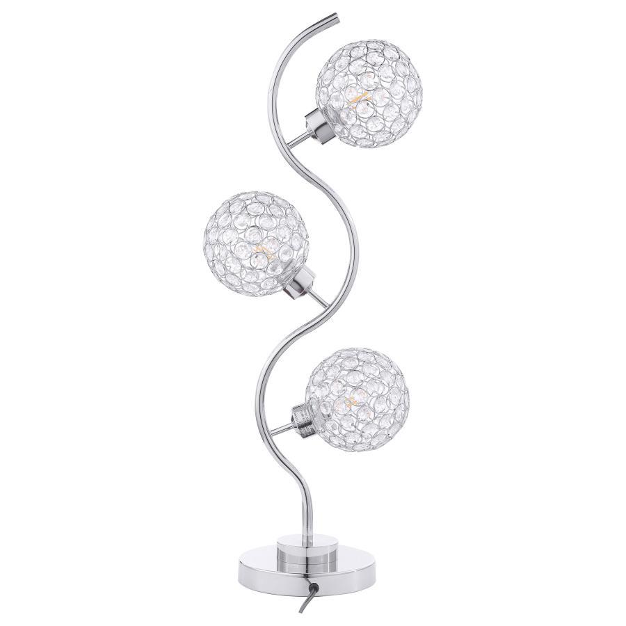 Amberley - 3 - Light Curvy Metal Table Lamp Silver - Silver Table Lamps by Coaster Fine Furniture - Walls Furniture & Mattress