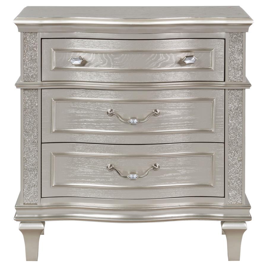 Evangeline - 3 - Drawer Nightstand - Silver Oak Nightstands w/ Charging Stations by CoasterElevations - Walls Furniture & Mattress