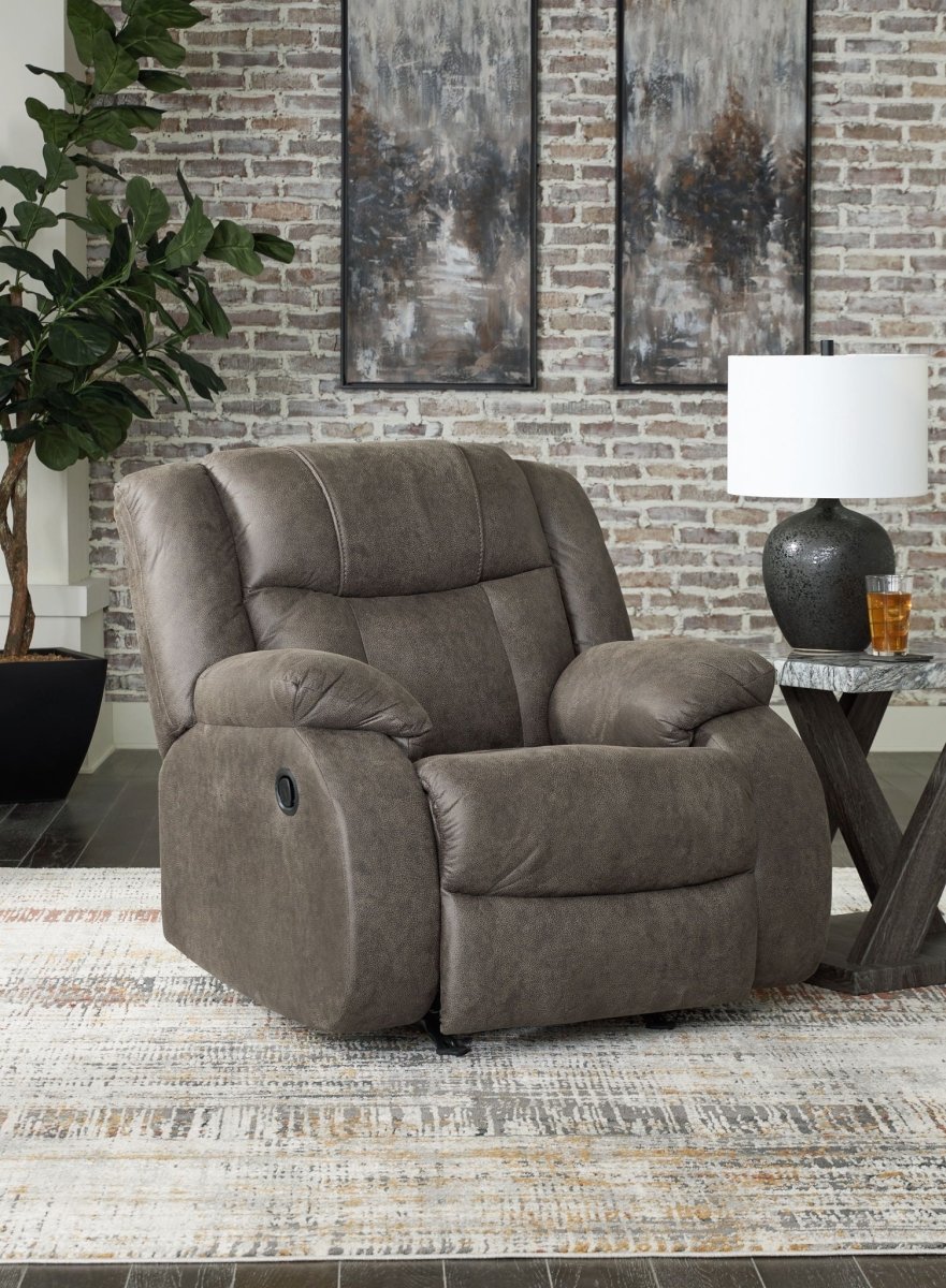 First Base - Rocker Recliner - Gunmetal Rocker Chairs by Signature Design by Ashley® - Walls Furniture & Mattress