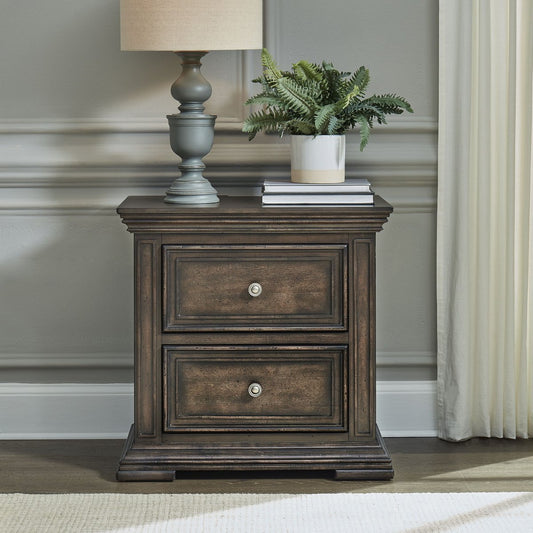 Big Valley - 2 Drawer Night Stand w/ Charging Station Nightstands w/ Charging Stations by Liberty Furniture - Walls Furniture & Mattress