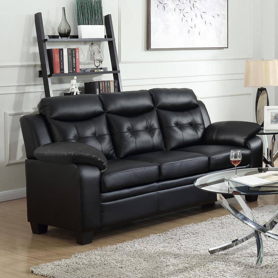 Finley - Upholstered Padded Arm Tufted Sofa - Black Stationary Sofas by CoasterEveryday - Walls Furniture & Mattress
