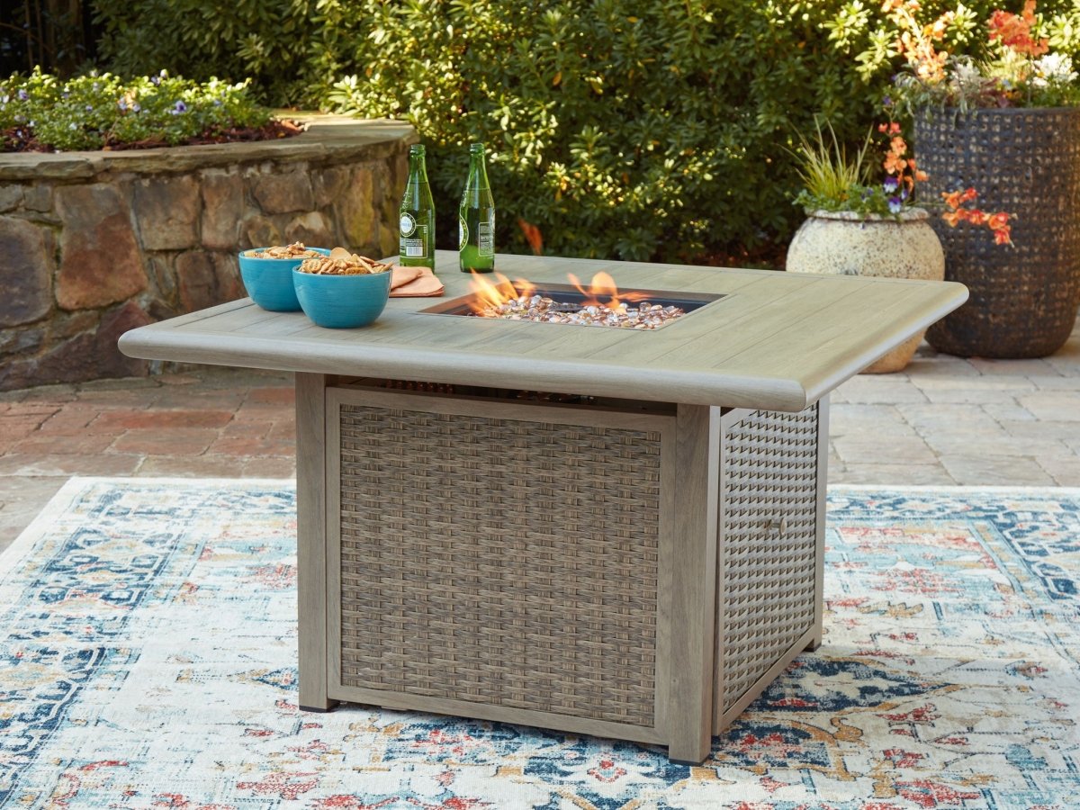 Cliff Trails - Square Fire Pit Table - Beige Fire Pits by Signature Design by Ashley® - Walls Furniture & Mattress