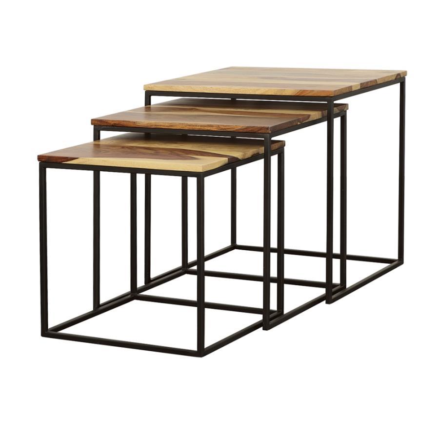 Belcourt - 3 Piece Square Nesting Tables - Natural And Black Nesting Tables by CoasterElevations - Walls Furniture & Mattress