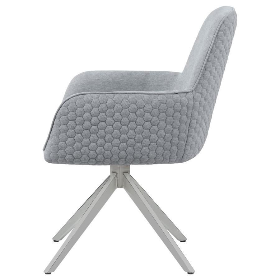 Abby - Fabric Upholstered Swivel Dining Arm Chair - Light Gray Swivel Chairs by CoasterElevations - Walls Furniture & Mattress
