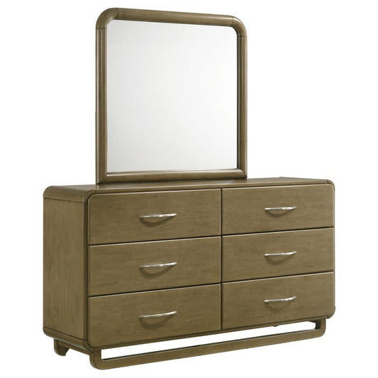 Amsbury - 6 - Drawer Dresser And Mirror - Nutmeg Dresser & Mirror by Coaster Fine Furniture - Walls Furniture & Mattress