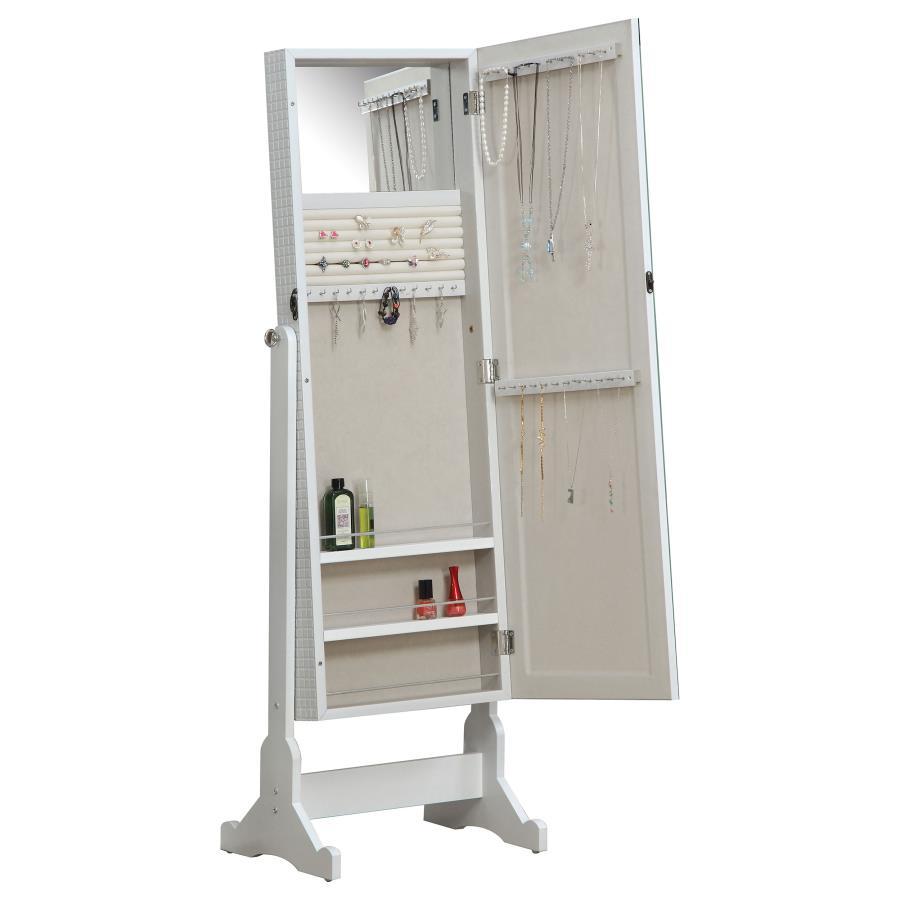 Zayas - Cheval Mirror With Jewelry Storage - White Storage Mirrors by CoasterEveryday - Walls Furniture & Mattress