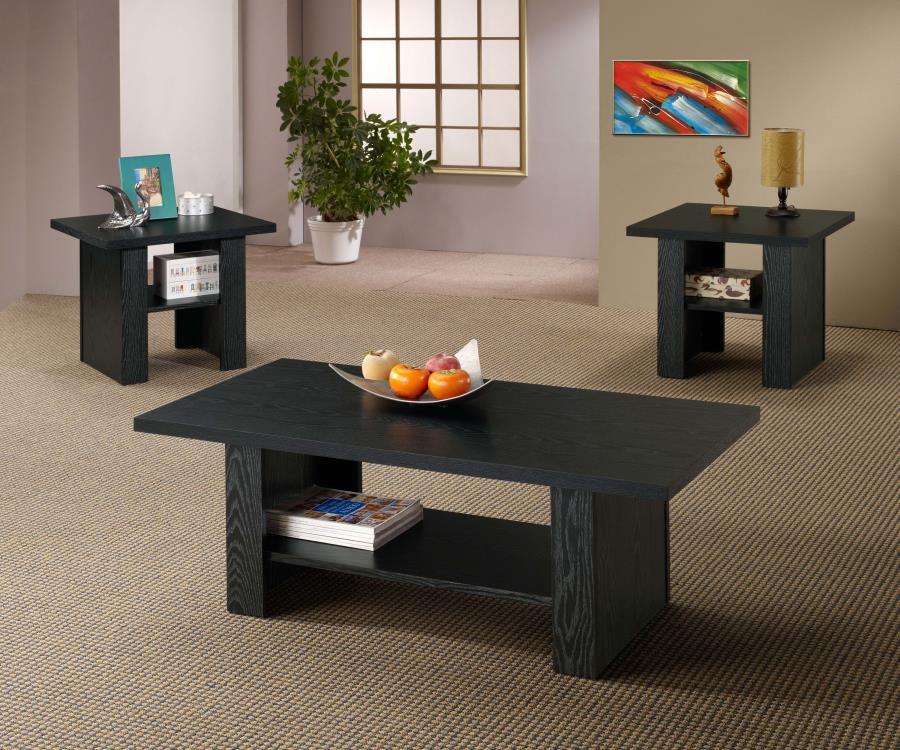 Rodez - 3 Piece Engineered Wood Coffee Table Set - Black Oak Table Sets by CoasterEveryday - Walls Furniture & Mattress