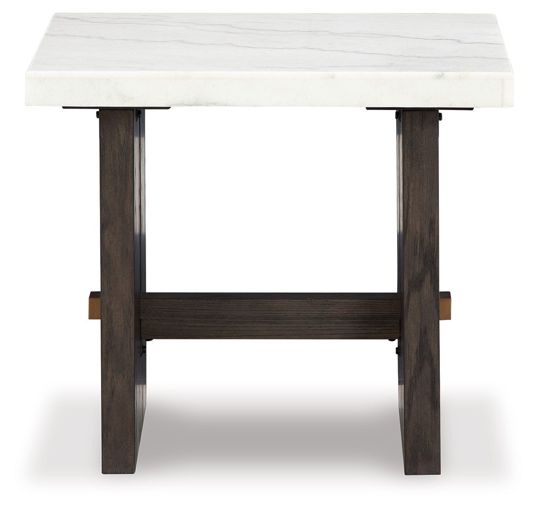 Burkhaus - Rectangular End Table - White / Dark Brown End Tables by Signature Design by Ashley® - Walls Furniture & Mattress