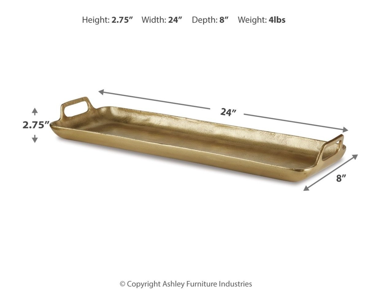 Posy - Tray - Gold Finish Trays by Signature Design by Ashley® - Walls Furniture & Mattress
