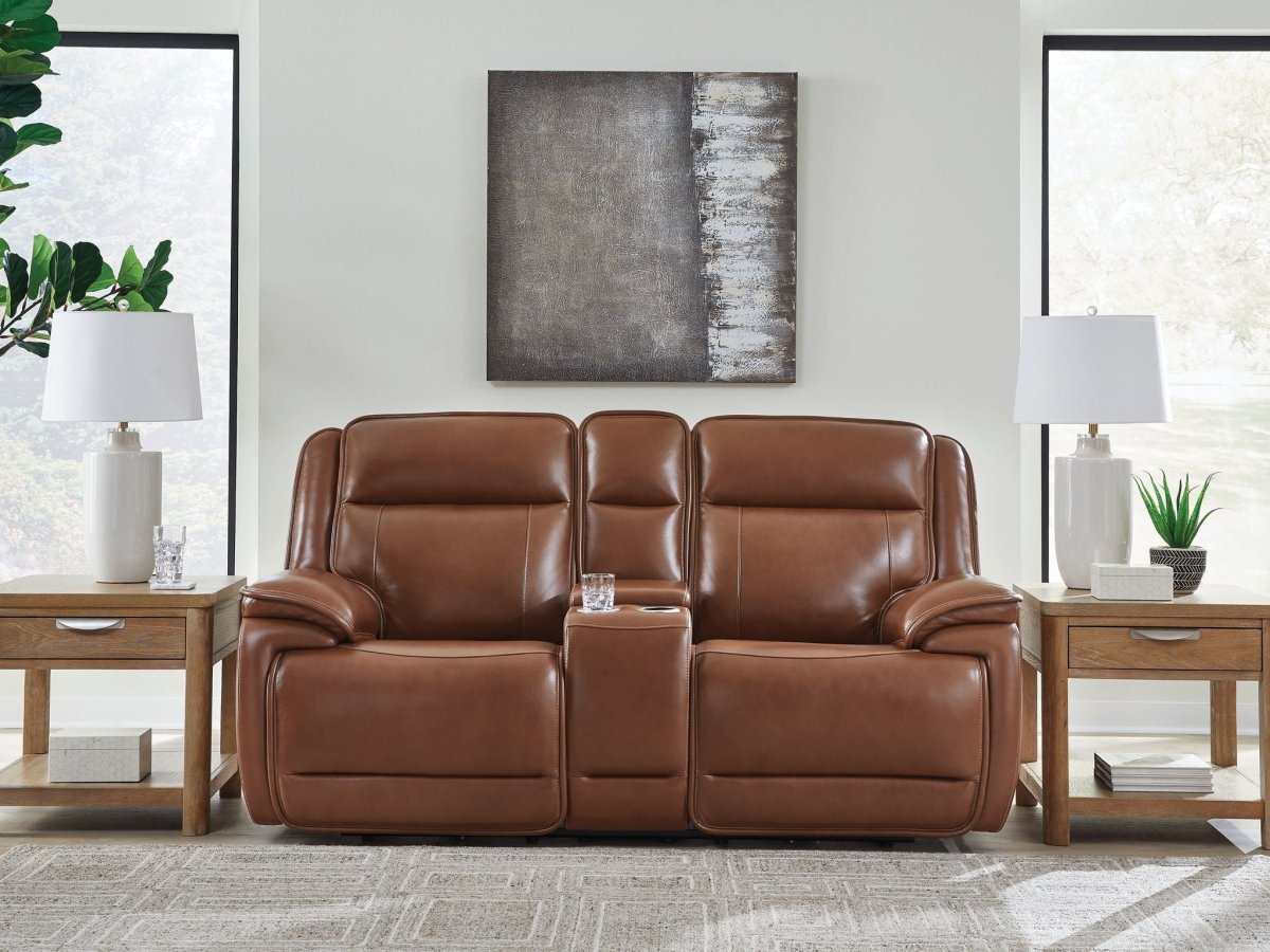 Healy Pier - Power Reclining Loveseat With Console / Adj Headrest - Chocolate Reclining Loveseats by Signature Design by Ashley® - Walls Furniture & Mattress