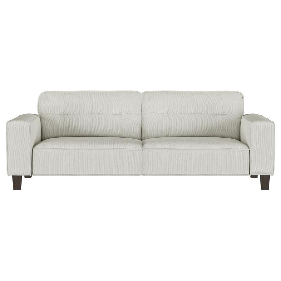 Deerhurst - Upholstered Track Arm Tufted Sofa - Greige Stationary Sofas by Coaster Fine Furniture - Walls Furniture & Mattress