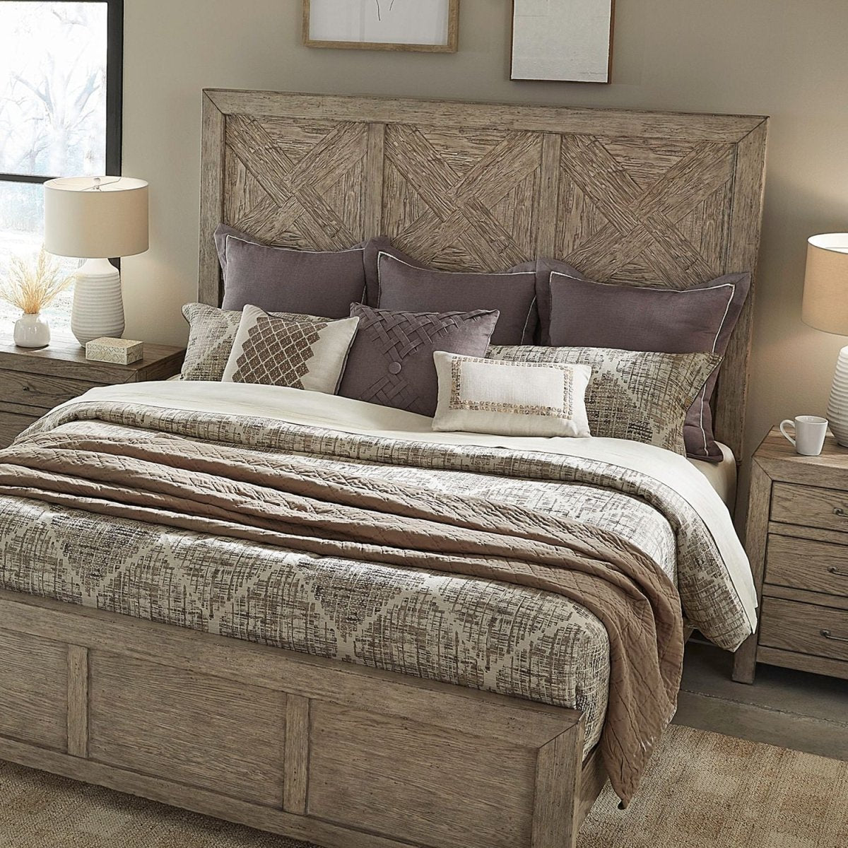 Skyview Lodge - King Panel Bed - Cobblestone Panel Beds by Liberty Furniture - Walls Furniture & Mattress