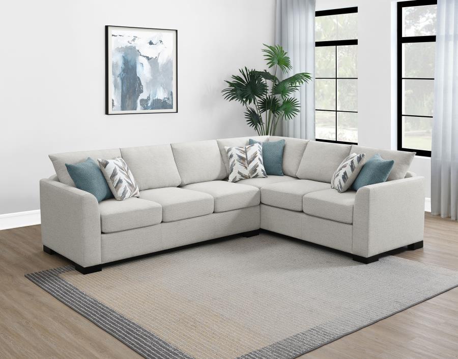 Ashford - Chenille Upholstered Sleeper Sectional Sofa - Greige Stationary Sectionals by Coaster Fine Furniture - Walls Furniture & Mattress
