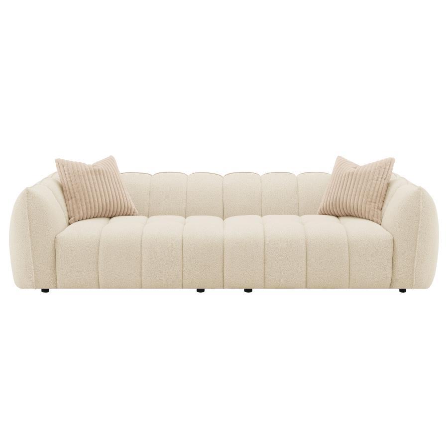 Winchester - Boucle Upholstered Extra Long Sofa - Sand Pebble Stationary Sofas by Coaster Fine Furniture - Walls Furniture & Mattress