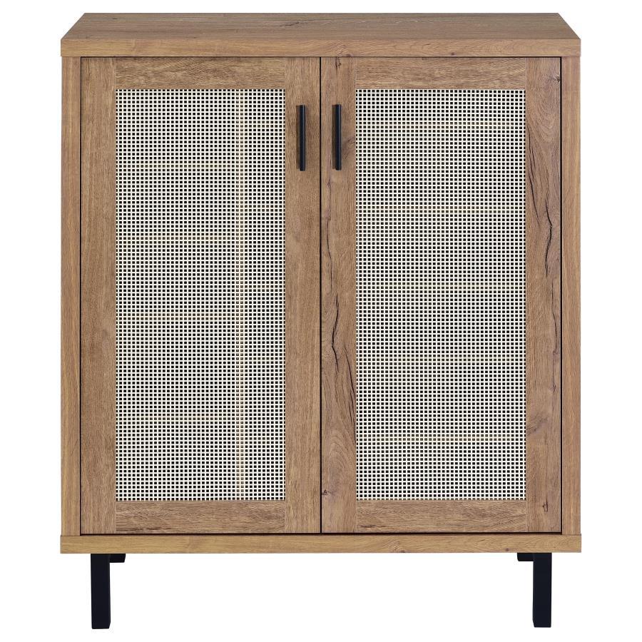 Teller - 2 - Door Shoe Storage Cabinet - Natural Oak Accent Cabinets by Coaster Fine Furniture - Walls Furniture & Mattress