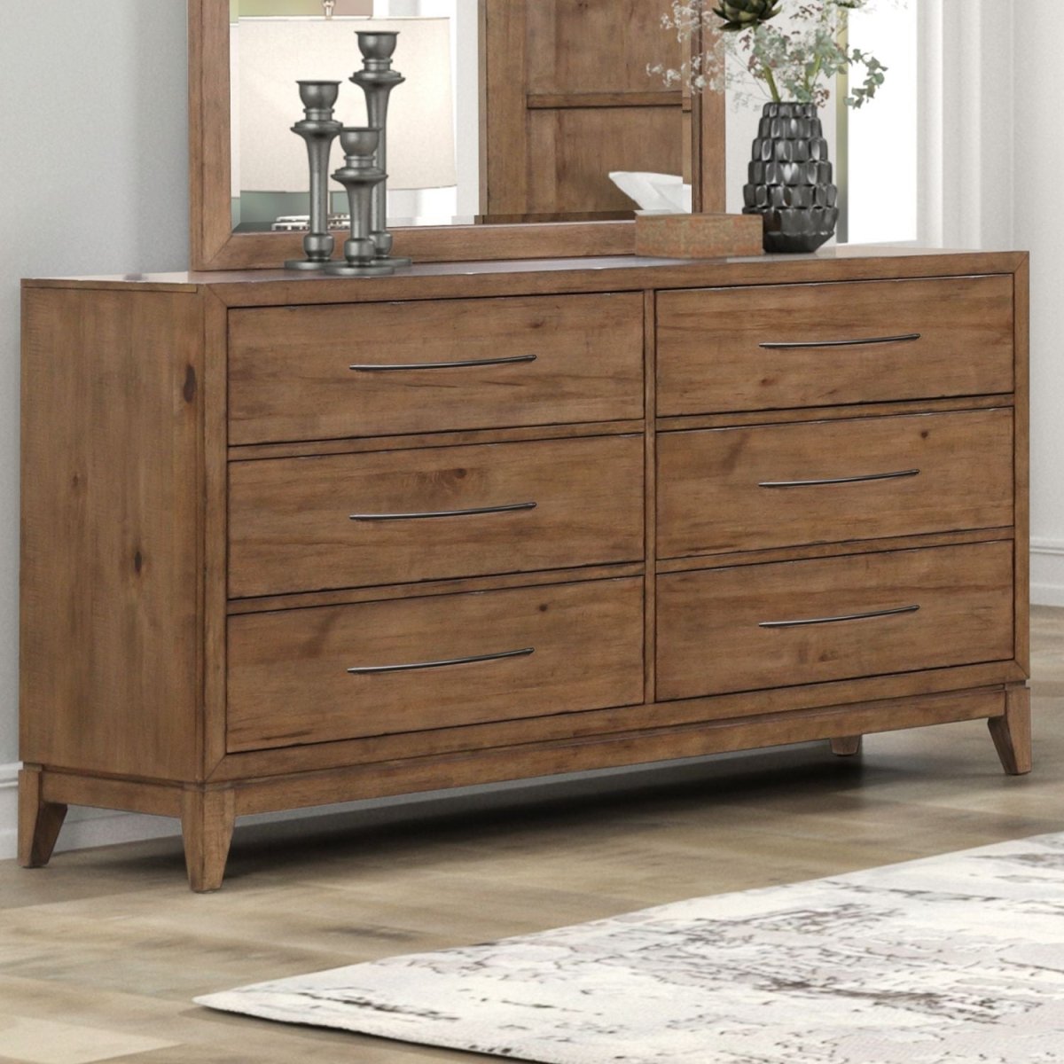 Shaker Lakes - 6 Drawer Dresser - Brown Dressers by Liberty Furniture - Walls Furniture & Mattress