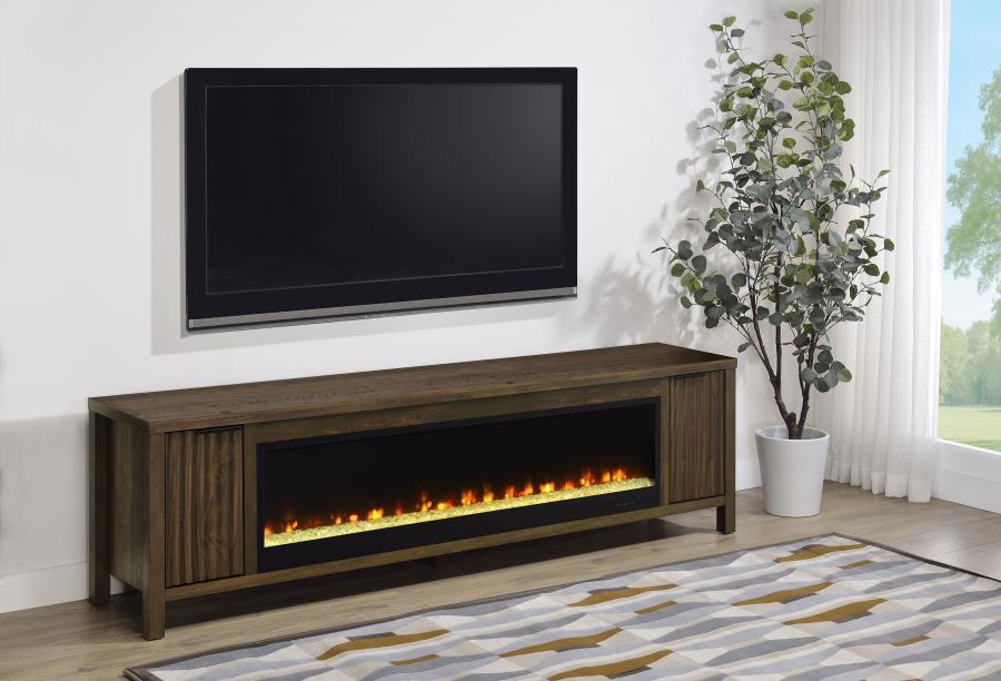 Carey - 79" TV Stand Fireplace Media Console - Dark Pine Fireplace TV Stands by Coaster Fine Furniture - Walls Furniture & Mattress