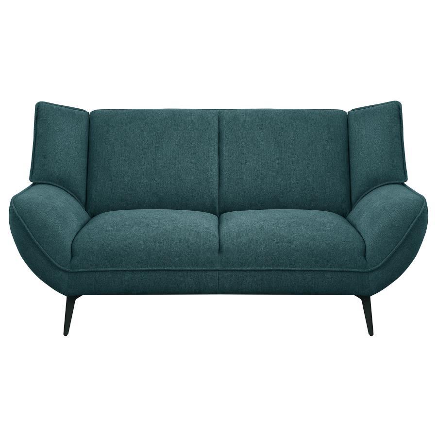Acton - Upholstered Flared Arm Loveseat - Teal Blue Stationary Loveseats by Coaster Fine Furniture - Walls Furniture & Mattress