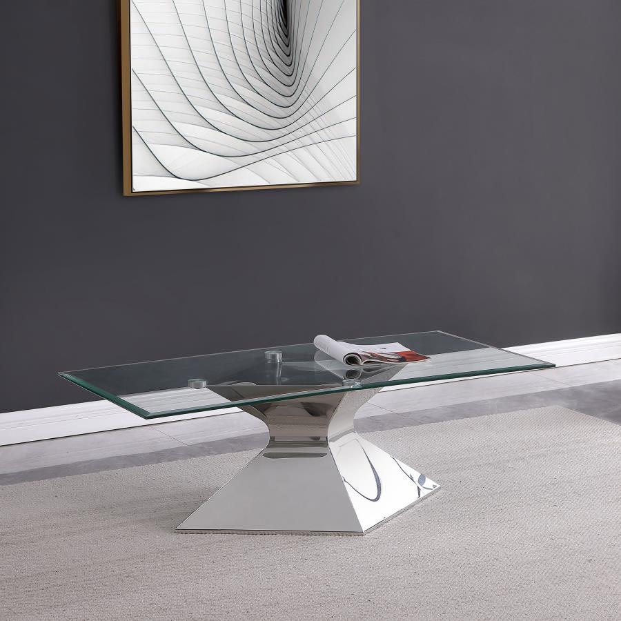 Jenny - Glass Top Stainless Steel Table End Tables by CoasterEveryday - Walls Furniture & Mattress