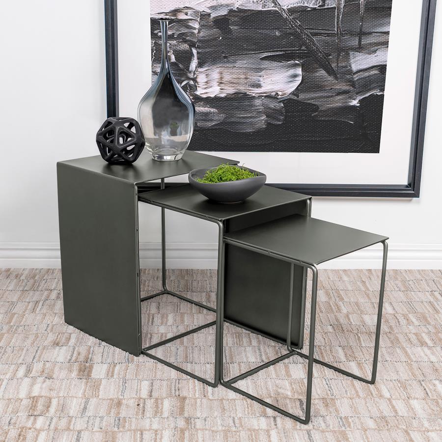 Imez - 3 Piece Rectangular Metal Nesting Table Set - Gray Nesting Tables by Coaster Fine Furniture - Walls Furniture & Mattress