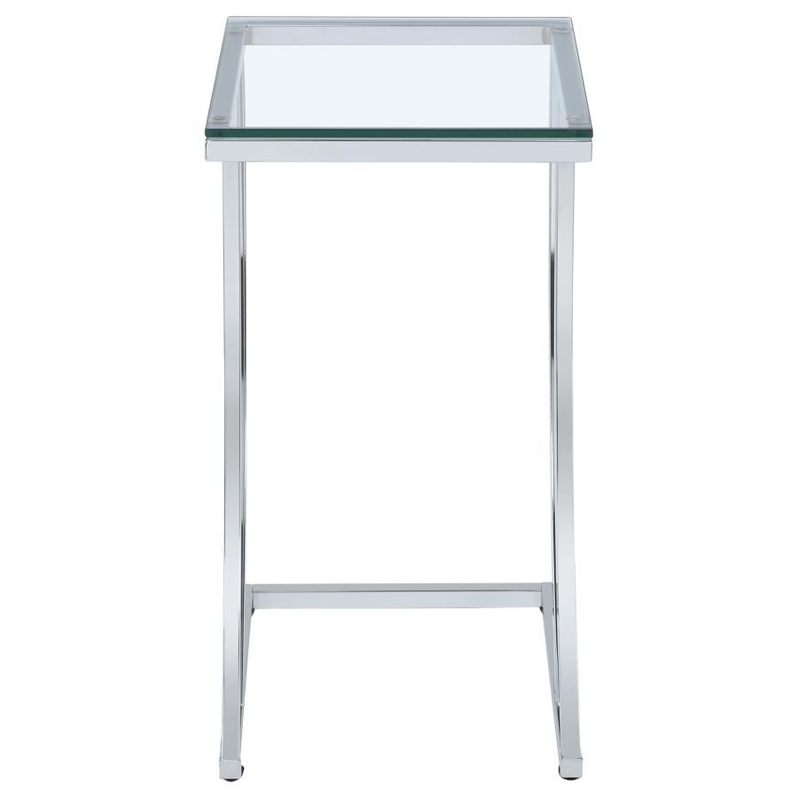 Cayden - Rectangular Glass Top Sofa Side Table - Chrome Side Tables by CoasterEveryday - Walls Furniture & Mattress