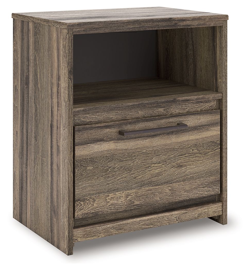 Elbrim - Brown - One Drawer Night Stand Nightstands w/ Charging Stations by Signature Design by Ashley® - Walls Furniture & Mattress