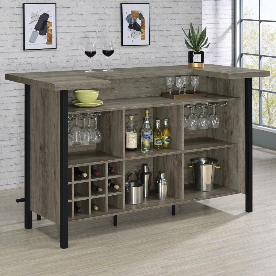 Bellemore - Freestanding Home Bar Wine Cabinet - Gray Driftwood Wine Cabinets by CoasterEssence - Walls Furniture & Mattress
