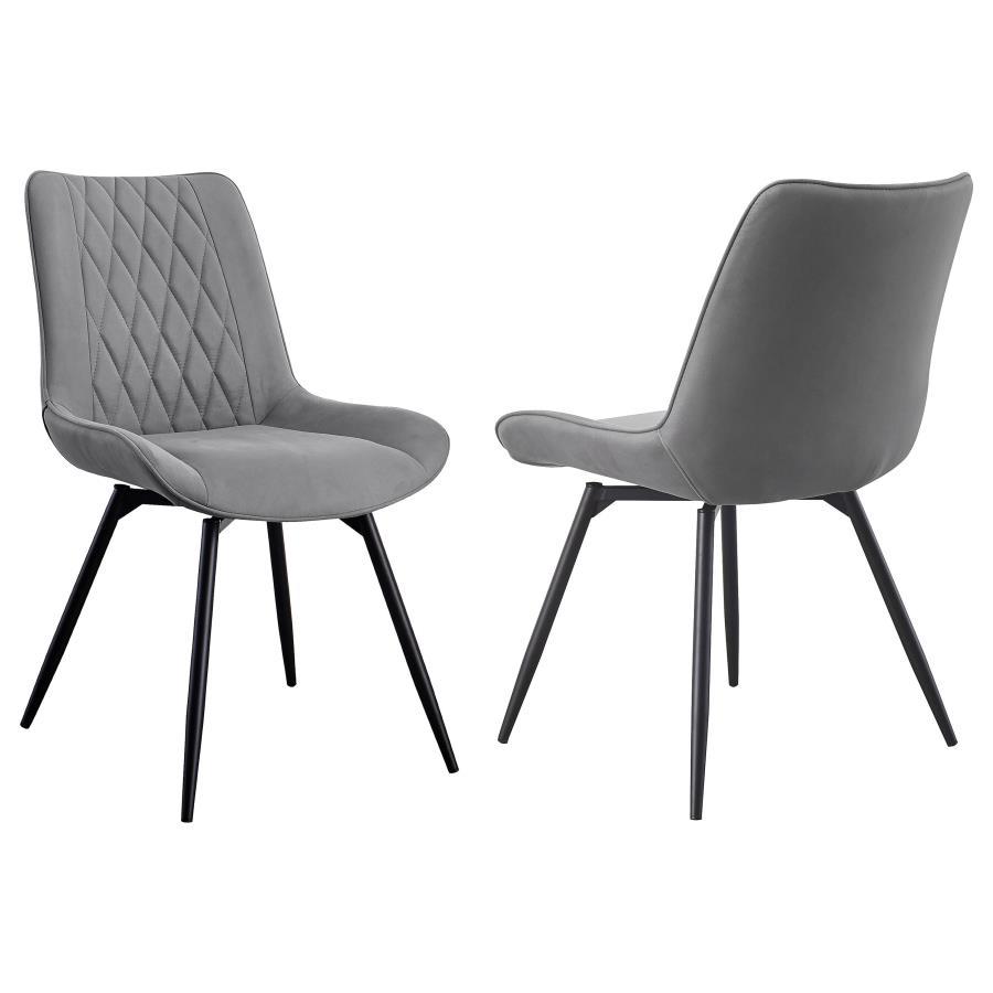 Diggs - Upholstered Swivel Dining Side Chair (Set of 2) - Gray Chair Sets by CoasterEssence - Walls Furniture & Mattress