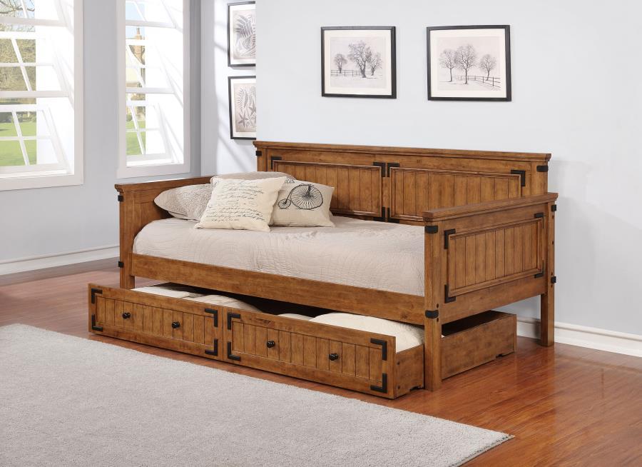 Oakdale - Wood Twin Daybed with Trundle - Rustic Honey Daybeds by Coaster Fine Furniture - Walls Furniture & Mattress