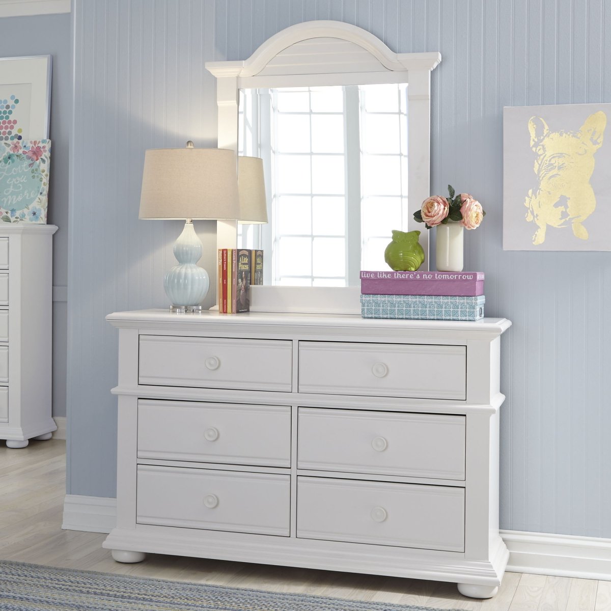 Summer House - 6 Drawers Dresser & Mirror - White Dresser & Mirror by Liberty Furniture - Walls Furniture & Mattress