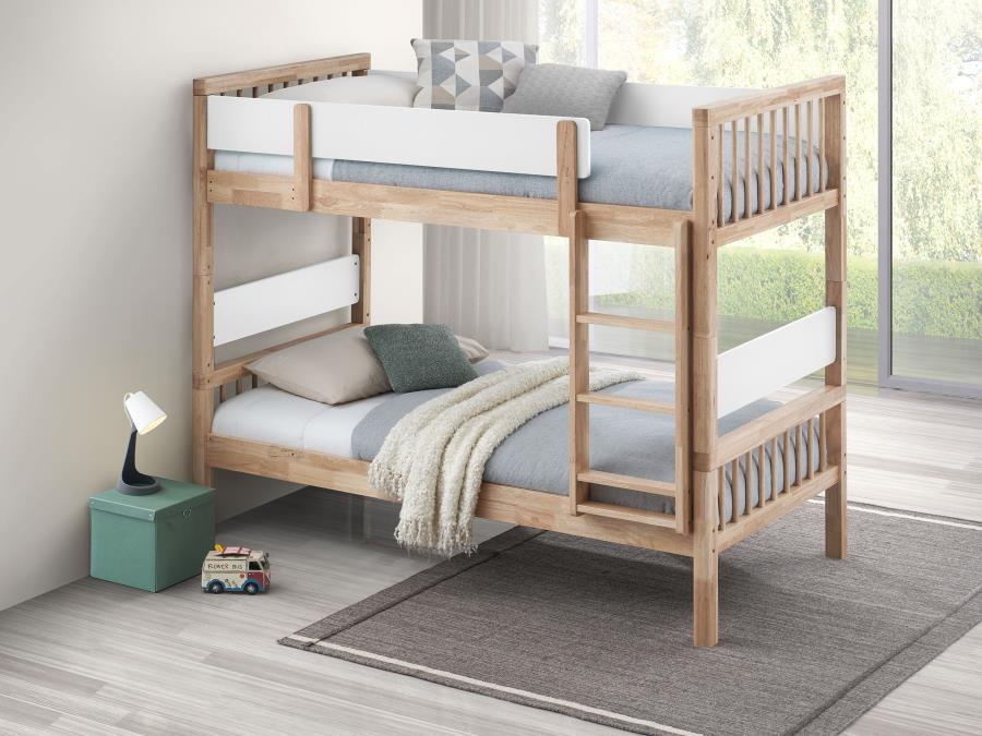 Dakota - Wood Twin Over Twin Bunk Bed - Natural Bunk Beds by Coaster Fine Furniture - Walls Furniture & Mattress