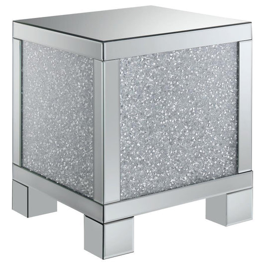Gillian - Rectangular Mirrored Acrylic Side End Table - Silver End Tables by CoasterElevations - Walls Furniture & Mattress