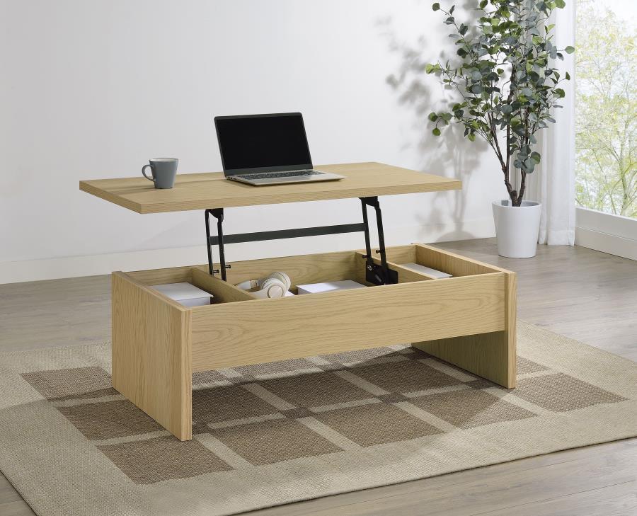Canoga - Engineered Wood Lift Top Coffee Table - Light Oak Coffee Tables by Coaster Fine Furniture - Walls Furniture & Mattress