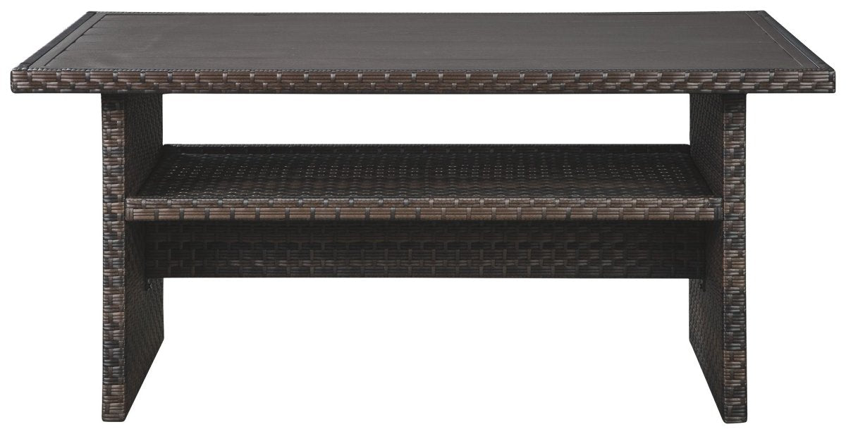 Easy Isle - RECT Multi - Use Table - Dark Brown / Beige Dining Tables by Signature Design by Ashley® - Walls Furniture & Mattress