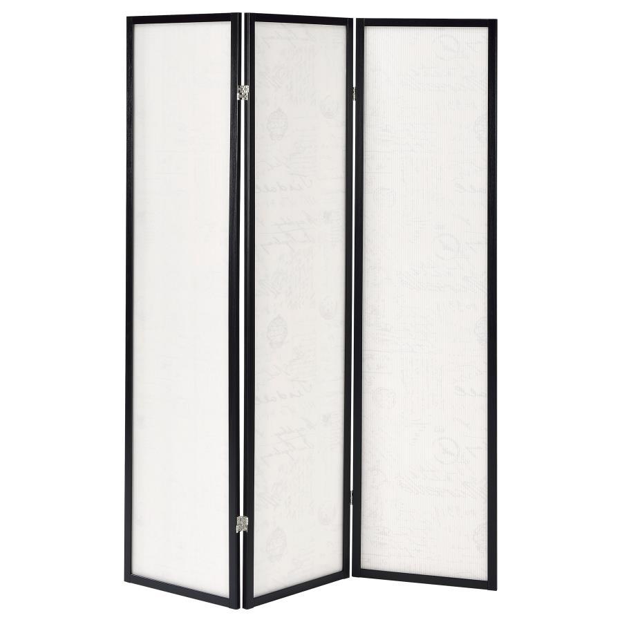 Felice - 3 - Panel Room Divider Folding Screen - French Script Room Dividers by CoasterEveryday - Walls Furniture & Mattress