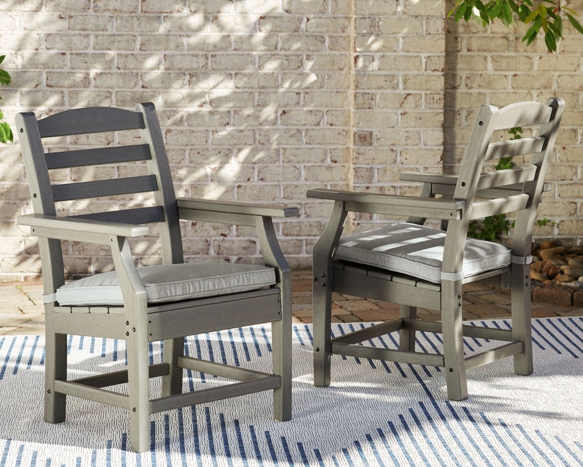 Visola - 7 Pc. - Dining Set with 6 Chairs - Gray 7 Piece Outdoor Sets by Signature Design by Ashley® - Walls Furniture & Mattress