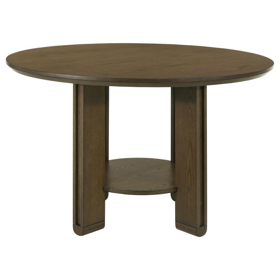 Ottowa - Round Wood Dining Table With Shelf - Brown Dining Tables by Coaster Fine Furniture - Walls Furniture & Mattress