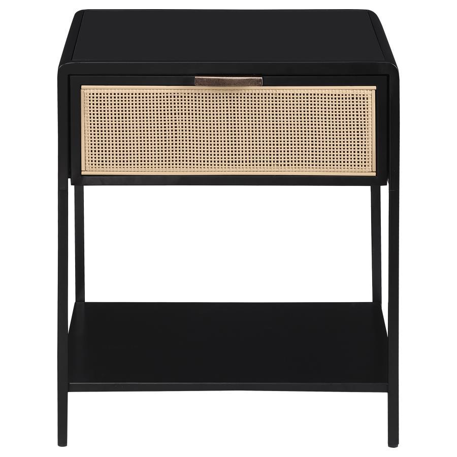 Amherst - 1 - Drawer Radio Weave Rattan Metal Side Table Side Tables by Coaster Fine Furniture - Walls Furniture & Mattress