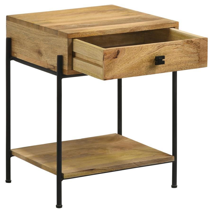 Declan - 1 - Drawer Wood Accent Side Table - Natural Mango Side Tables by CoasterEssence - Walls Furniture & Mattress