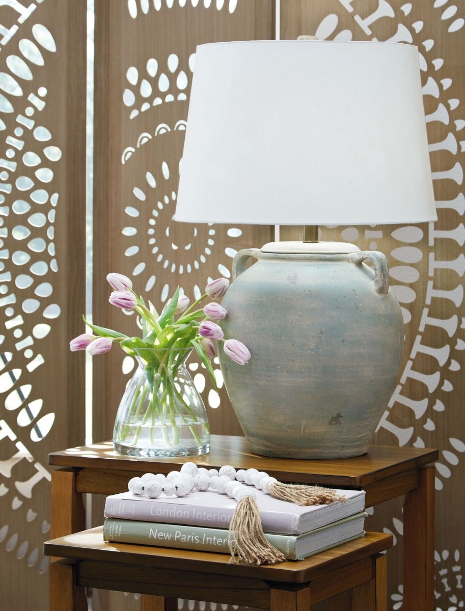 Shawburg - Terracotta Table Lamp - Antique Green Table Lamps by Signature Design by Ashley® - Walls Furniture & Mattress