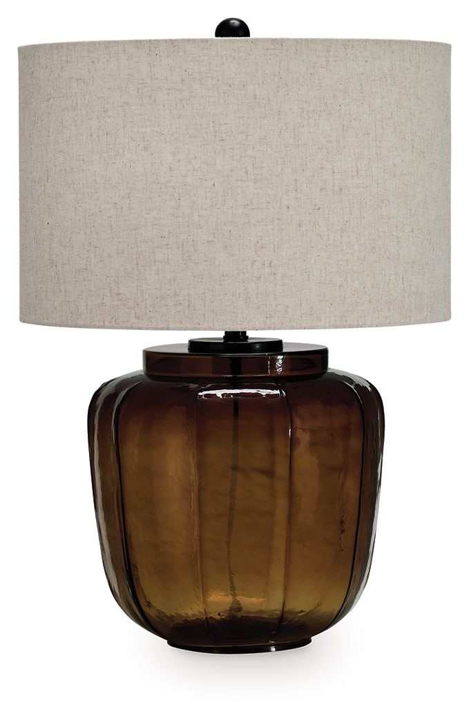 Bainmore - Amber - Glass Table Lamp Table Lamps by Signature Design by Ashley® - Walls Furniture & Mattress